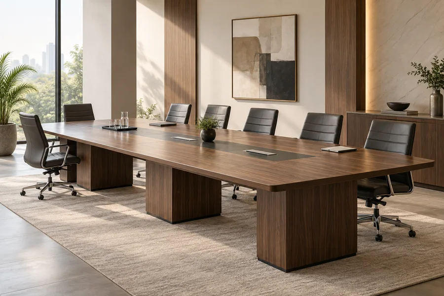 Walnut modular boardroom table